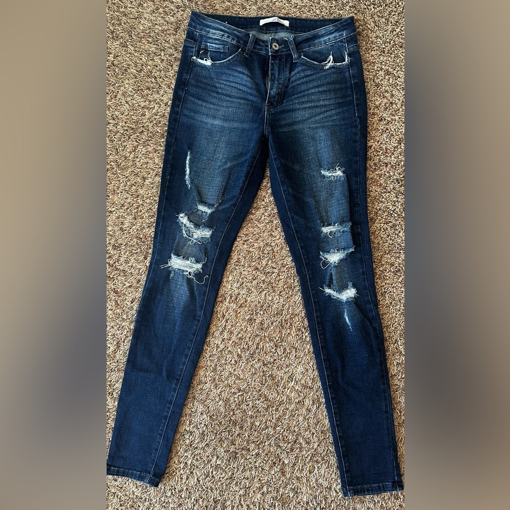 KanCan Dark Blue Distressed Women Jeans